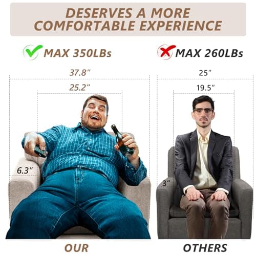 CDCASA Accent Chair, Linen Fabric Oversized Mid Century Modern Chair Set of 1, Comfy Upholstered Armchair Reading Accent Chairs Sofa Chairs for Bedroom Living Room, Light Brown 5