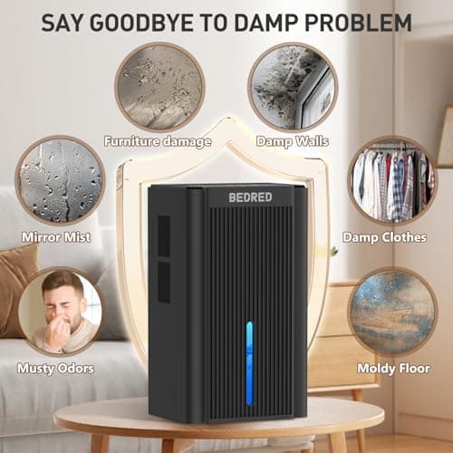 Dehumidifier, 95OZ Dehumidifier for Home 1000 Sq.Ft - Quiet with Auto Shut Off & Relaxing 7 Color Ambient Light,Ideal for Livingroom, Bedroom, Basement(Black) 7