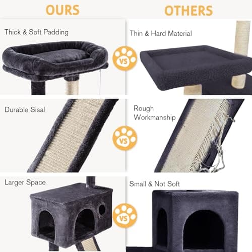 SHA CERLIN Cat Tree 36 Inches Cat Tower with Hammock, Sisal Scratching Post for Indoor Kittens, Small Room, Smoky Grey 5