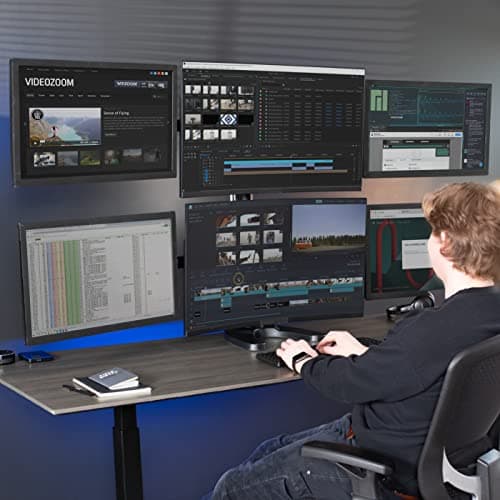 VIVO Hex LCD Monitor Height Adjustable 6 Screen Desk Mount Stand for up to 27 inch Screens, STAND-V006F 6