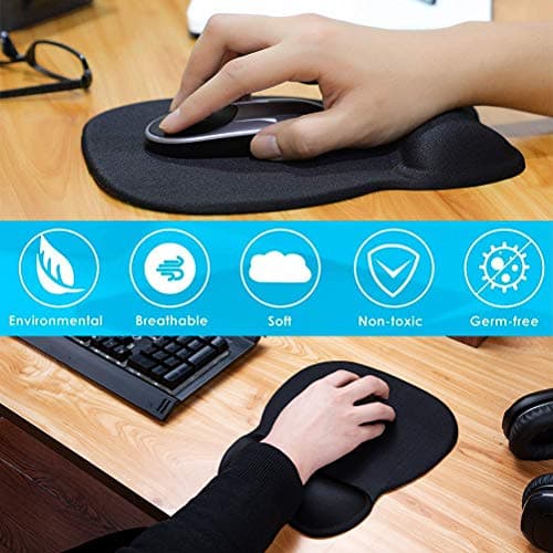MROCO Ergonomic Mouse Pad with Gel Wrist Rest, Smooth Wrist Support Surface, Non-Slip PU Base for Pain Relief, Comfortable Mousepad for Computer, Laptop, Office & Home, 9.4 x 8.1 in, Black 8
