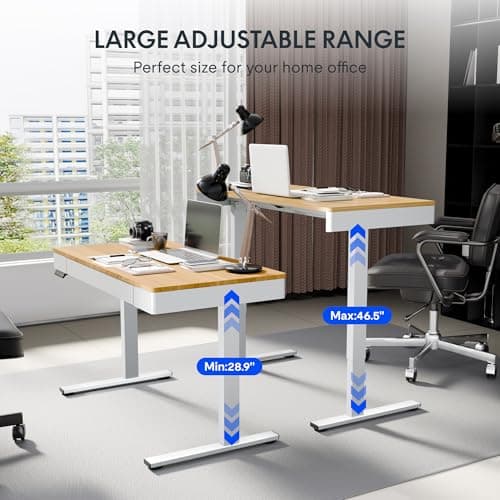 FLEXISPOT Q5 Standing Desk with Drawer, 48 x 24 Inch Electric Adjustable Height Stand Up Desk with Storage Organizer, Whole Piece Wooden Desktop for Home, Office, Computer Workstation, Maple 6