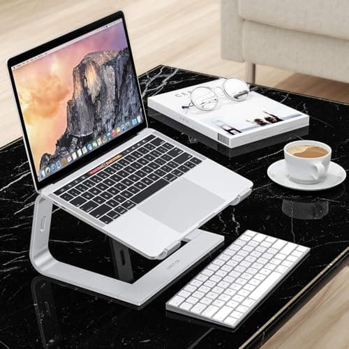 OMOTON Laptop Stand, Detachable Laptop Mount, Aluminum Laptop Holder Stand for Desk, Compatible with MacBook Air/Pro, Dell, HP, Lenovo and All Laptops (11-16 inch), Silver 8
