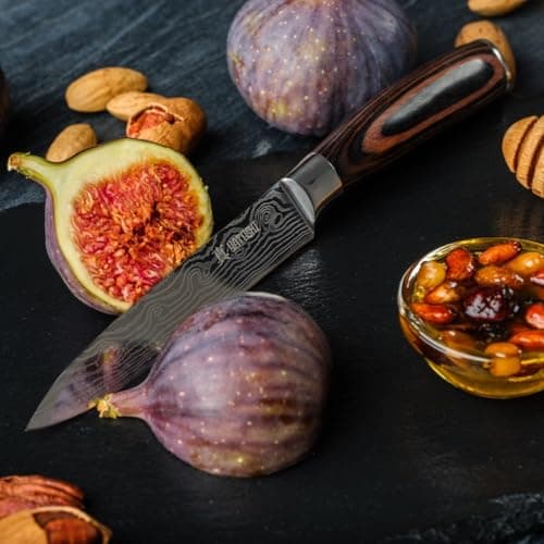 Yatoshi 15 Piece Classic Knife Block Set - Pro Kitchen Knife Set Ultra Sharp High Carbon Stainless Steel with Ergonomic Handle, Brown 5