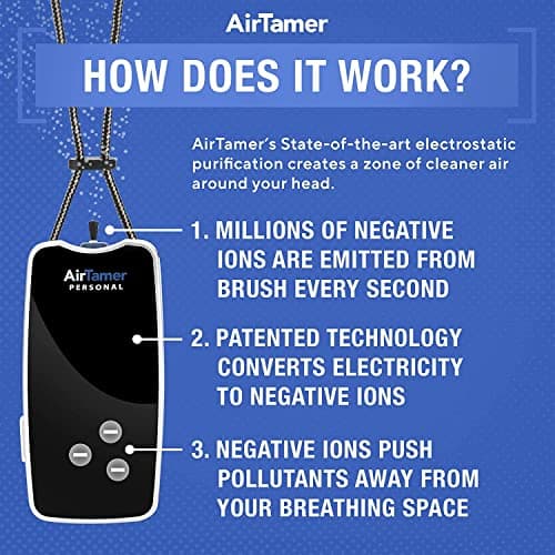 AirTamer A310 Rechargeable Personal Air Purifier, Proven Performance, Virus and Pollutant Tested*, Black with Metal Travel Case 6