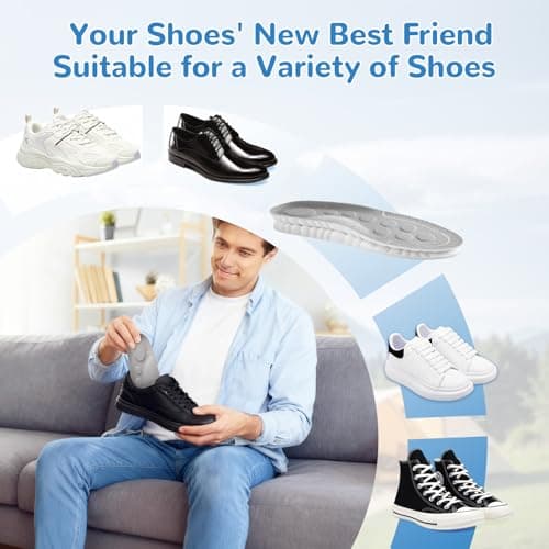 StepTastic Insoles Men, 4D Cloud Insoles for Women Men, Arch Support and Shock Absorbing for Fatigue Relief, Pressure Distribution, Trim to Fit Inserts for Walking, Hiking (Gray, M 7-12, 1 Pair) 7