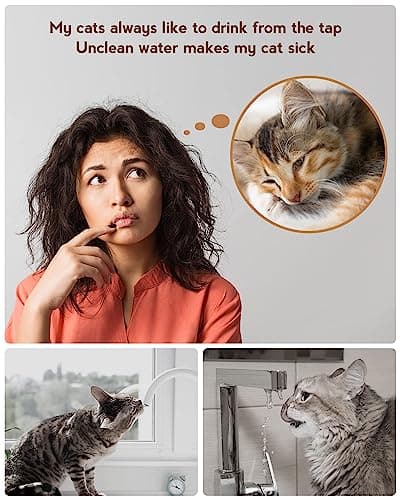 PEKTACO Cat Water Fountain, Pet Water Fountain Dog Water Dispenser Drinking Fountain, 3.2L/108oz Stainless Steel Water Fountain for Cats Indoor 8