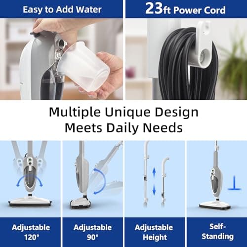 Steam Mop - 10-in-1 MultiPurpose Handheld Steam Cleaner Detachable Floor Steamer for Hardwood/Tile/Laminate Floors Carpet with 11 Accessories for Whole Home Use. 6