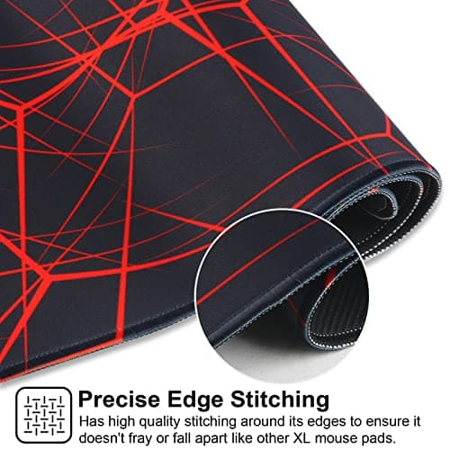 Hosimoln Gaming Mouse Pad, Large Mouse Pad Size 27.5x11.8 Thickness 0.12 inches,Premium-Textured Non-Slip & Waterproof Computer Mousepad with Stitched Edges for Gaming, Office & Home-70x30 Rednet 5
