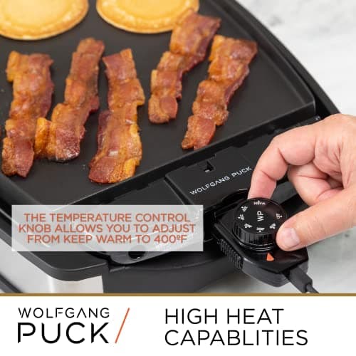 Wolfgang Puck XL Reversible Grill Griddle, Oversized Removable Cooking Plate, Nonstick Coating, Dishwasher Safe, Heats Up to 400ºF, Stay Cool Handles 5