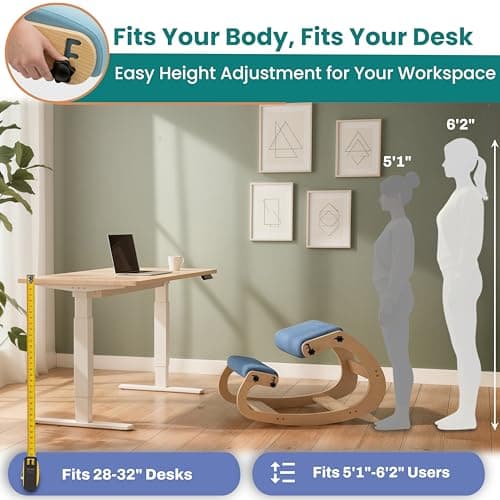 NYPOT Ergonomic Kneeling Chair with Adjustable Seats - Knee Chair for Posture Correction & Kneel Rocking Stool for Desk - Back Pain Relief for Home and Office, Supports 250 pounds - 5 Years Warranty 5