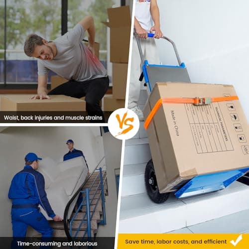 Electric Stair Climbing Dolly, 1200w Electric Hand Trucks Foldable, Large Capacity Stair Climbing Hand Trucks Dolly Cart with 4m Safety Rope, for Mobile Furniture Logistics Warehouse (880 lbs) 5