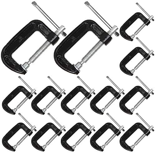 C-Clamp 2 Inch 14 Pieces G Clamp Set for Woodworking, Welding, and Building, 2 Inch Jaw Opening, Throat Depth 1-3/8 Inch