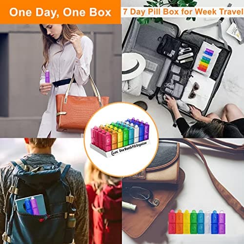 Monthly Pill Organizer, CAidRE 30 Day Pill Organizer 2 Times a Day, One Month Pill Box Organizer AM PM, Weekly Pill Holder for Fish Oil, Vitamins, Supplements 7