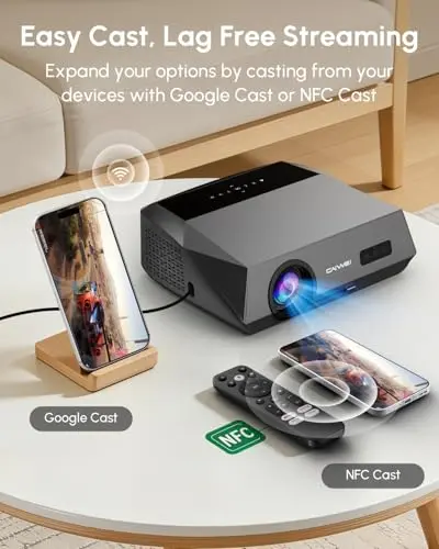 Smart LED 4K Projector Daylight HDR WiFi 6 Bluetooth DB Audio, 2300ANSI Daytime Movie Gaming Projectors 4K Ultra HD Home Theater Ceiling with Auto Focus Keystone Zoom Airplay USB Apps 8