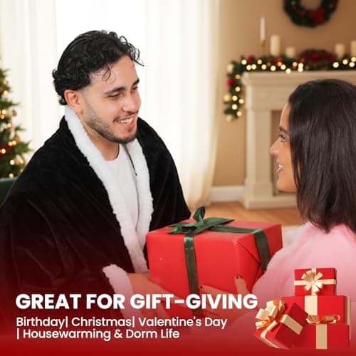 DAILYLIFE Wearable Heated Blanket with Foot Pocket, 52"x72" Electric Blanket with Sleeves for 6 Heat Settings, 12 Hours Timer, Flannel & Sherpa, Charcoal 6