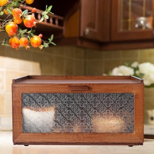 ETMI Vintage Bread Box for Kitchen Countertop - Retro Brown Bread Storage Box Breadbox 5