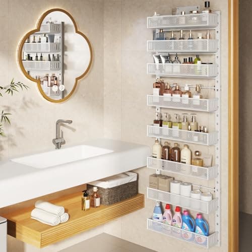 Pantry Door Organizers and Storage, 8-Tier Large Metal Heavy-Duty Frame Over the Door Spice Rack, 2 in 1 Wall-Mounted or Hanging shelf for Kitchen, Bathroom, Laundry Room, Bedroom, Closet &Nursery 6