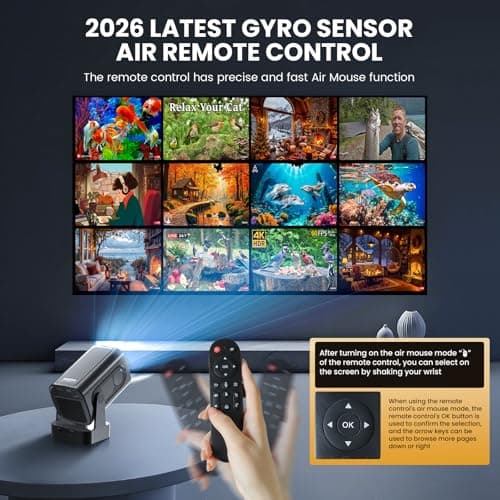 Projector [Auto Focus & 1080P Native & Built-in Apps] Projector 4K Support Auto Correction WiFi 6 Bluetooth 5.4 Mini Portable Projector Compatible with HDMI/TV Stick/Memory Stick/Laptop, Dark 7