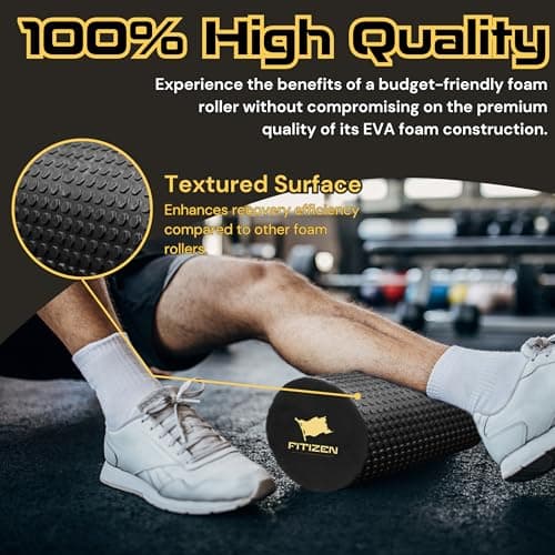 Fitizen Foam Roller - Medium - 18 X 6 Inches -Muscle Massage Rehab Stiff Back Pain Physical Therapy Deep Tissue Firm Exercise Equipment Home Gym Stress Yoga Pilates for The Fit Citizen by FitNation 6