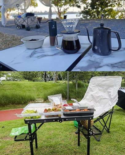 Titanker Folding Camping Table Small 2ft, Small Camp Table Portable with 50% Extra Space, Folding Picnic Table, Portable Beach Tables, Car Camping Essentials, Aluminum Light Solid 5