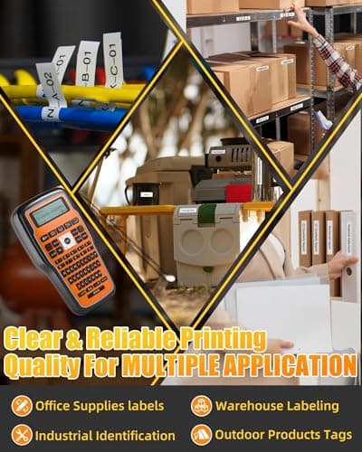 VolenGo Label Maker Machine with-Tape, Heat Shrink Label Maker Waterproof-Labels, Wire Cable label Maker, E1000 Labeler Machine with-Tape 12mm Laminated Handheld Labeling Machine for Industrial Office 6