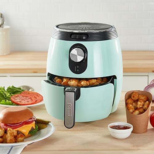 Dash Deluxe Air Fryer -Has AirCrisp® Technology - Adjustable Temperature Control & Auto Shut-Off Feature - Compact Nonstick Basket - 3 Quarts - Aqua 5