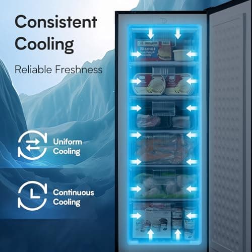 Anypro Upright Freezer 7.0 Cu.Ft Large Capacity Convertible Fridge with Drawers, Rapid Cooling, Adjustable Thermostat Standing Deep Freezer for Apartment, Dorm, Office, Garage, Silver 5