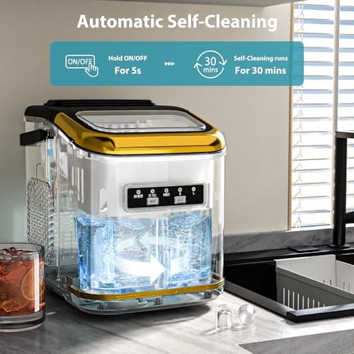 Electactic Ice Maker Machine Countertop Portable Compact Small Bullet Ice Maker with Self Cleaning,9 Cubes in 6 Mins,26lbs in 24Hrs, for Home and Kitchen(Black) 7