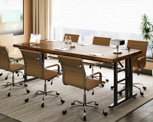 Coleshome 71 Inch Executive Desk with USB Ports, Large Computer Desk with Extra Thick, Long Mordern Office Desk, Workstation Business Furniture for Home Office, Vintage 6