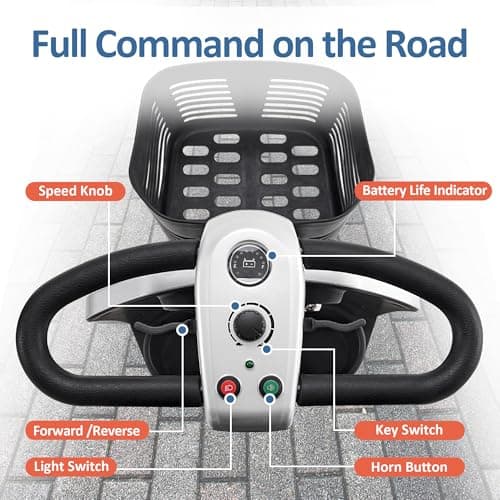 MCombo Power Mobility Scooter for Adults, 4 Wheel Mobility Scooter with Rotating Swivel Seat, 15 Miles, 4.97MPH, Headlight, Basket and Charger Included, MS315 (Silver) 5