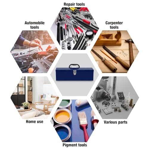 TCE ATB101U-1 Torin Portable Steel Tool Box: 19" Hip Roof Style with Metal Latch Closure and Removable Storage Tray, Blue 7