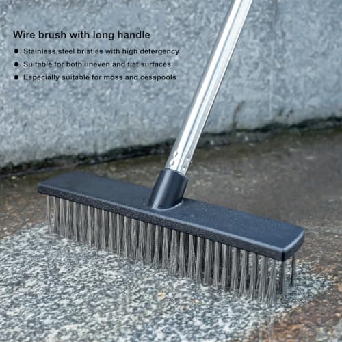 Xifando Heavy-Duty Push Broom Brush - Perfect for Bathroom, Kitchen, Patio, Garage, Deck, Concrete, Wood, Stone, and Tile Floors (14.5" Stainless Steel Bristle-Black) 6