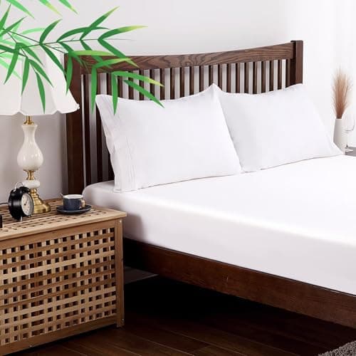Fitted Sheet 1 Pack Full Size Only Viscose Derived from Bamboo,400 Thread Count,8-16" Deep Pocket,Bottom Sheet Colorfast Soft & Silky & Breathable(1 Fitted sheet Only, White, Full) 6