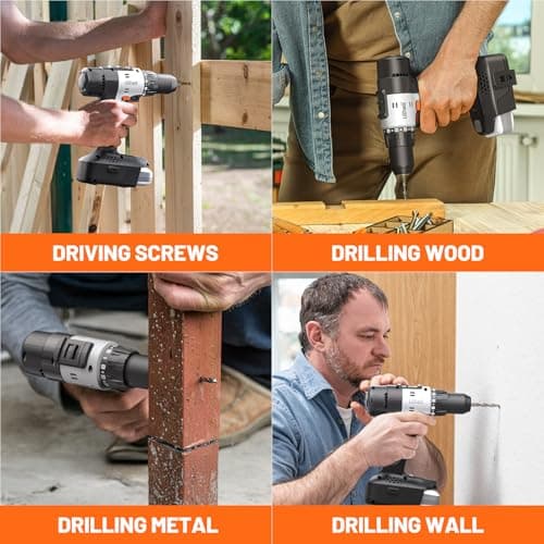 Litheli 20V Cordless Drill Driver, Electric Power Drill with 2 Variable Speed Settings, 1/2 Inch Keyless Chuck, 21+1 Clutch Settings with Maximum Torque of 443 In-lbs (Charger not Included) 6