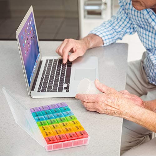 XL Large Weekly Pill Organizer 4 Times a Day, 7-Day Pill Boxes AM PM, Big Compartments Pill Case, Monthly Medication Organizer 28 Days Dispenser for Fish Oils, Vitamin Holder Supplement 7