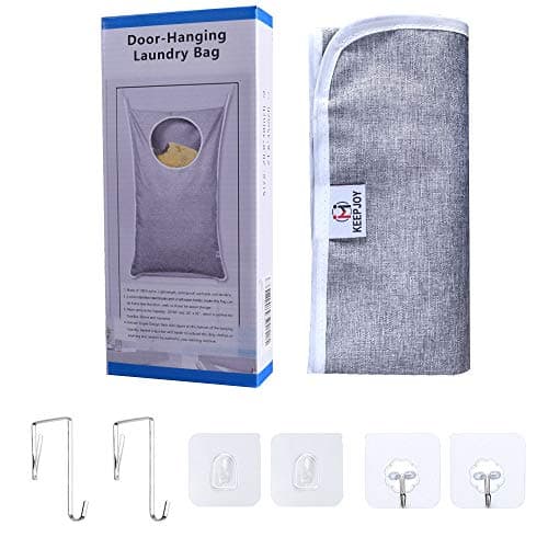 KEEPJOY Hanging Laundry Hamper Bag with 2 Different Types of Hooks, Size 20 x 30 Inch Door Laundry Hamper Storage Bag for Dirty Clothes, Blankets, and Toys (Grey, 1-Pack) 6