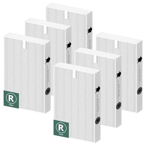 Air Purifier HEPA Filter R Replacement for Honeywell Air Purifier HPA100/200/300 and 5000 Series, Funmit 6 Pack True HEPA Filter Compatible with Honeywell R Filter (HRF-R3 & HRF-R2 & HRF-R1)