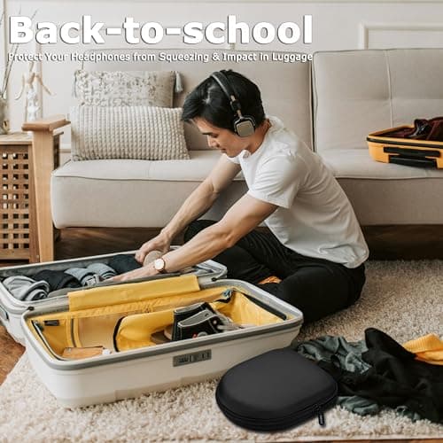 Ginsco Universal Headphone Case Compatible with JBL Tune 510BT 720BT, Sony WH-CH 720N/WH-CH520, Soundcore Q20i/Q30 BERIBES KVIDIO TOZO etc, 1680D Oxford Travel Carrying Hard Shell Case Black 7