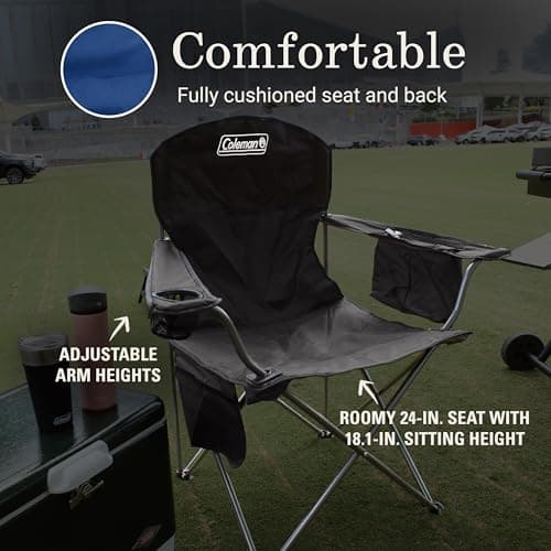 Coleman Portable Camping Chair with 4-Can Cooler, Cushioned Seat & Back with Side Pockets & Cup Holder, Carry Bag Included, Great for Camping, Tailgating, Firepits, Patio, & More 6