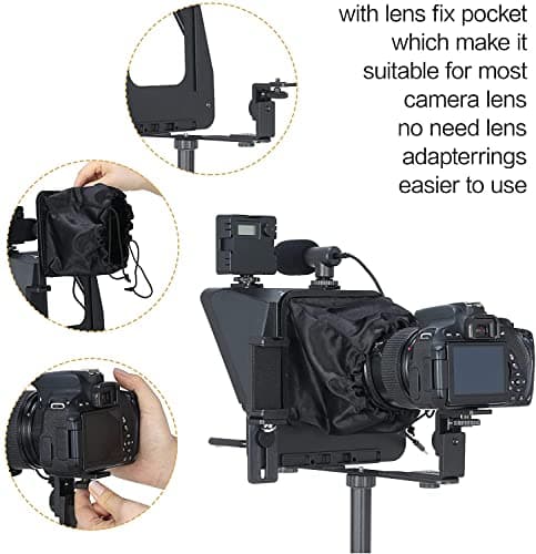 Inmei A10 Portable Teleprompter for Smartphones & DSLR Cameras with Phone Holder, Remote Control Ideal for Live Streaming, Interviews, Speeches & Video Production 8