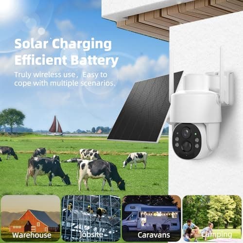 4G LTE Cellular No Wifi Security Cameras Outdoor, Solar Powered Wireless 4MP Cellular Security Camera, SD/Cloud Storage, PIR Motion Detection, Color Night Vision, 2 Ways Talk, Built in SIM Card 8