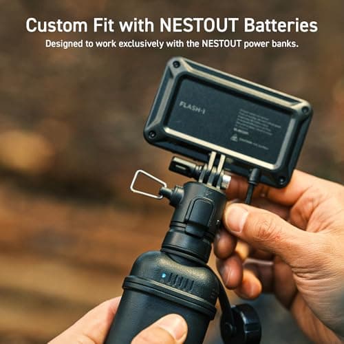 ELECOM NESTOUT Outdoor Camping LED Panel Flashlight w/ Mini Tripod, Dimmable USB Powered LED Light, IP44 Water Dust Resistant, 30-1000 Lumen, Portable Lantern for NESTOUT Power Bank, Beige (Flash-1) 5