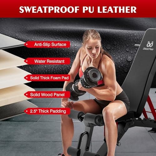 Adjustable Weight Bench - Foldable Workout Bench for Home Gym, Heavy Duty 1300lb Capacity PRO Full Body Strength Training with 8-Level Incline/Flat/Decline Positions & Space-Saving Design（Black) 6