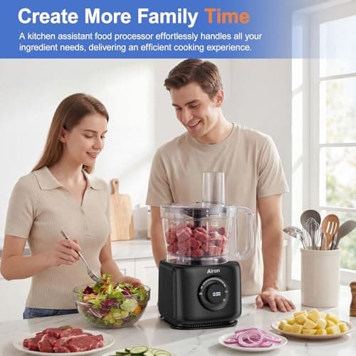 7-in-1 Professional Food Processor, 1000W Powerful Electric Vegetable Chopper, 14-Cup XL Bowl, Large Feed Chute, Cheese Shredding, Meat Chopping, Shredding and Slicing, Mixing and Doughing 6