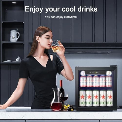 Antarctic Star Mini Fridge Cooler - 12 Bottle 48 Can Beverage Refrigerator Glass Door for Drinks or Beer Wine –Small Drink Dispenser for Home, Office or Bar, Electronic Temperature Control，1.3cu.ft. 7