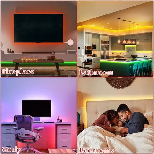 QZYL LED Lights for Bedroom, 25FT RGB LED Strip Lights with 44 Keys IR Remote, Smart LED Light Strip with Adhesive Backing Adjustable Brightness App Control for Bedroom Party Decoration 6