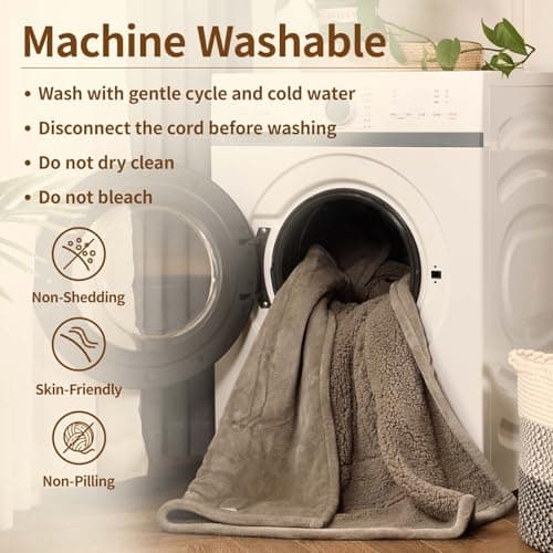 Bearhug Electric Blanket King Size 100" x 90", Dual Controller Heated Blanket, Velvet & Sherpa, 10-Heat Levels & 1-12H Auto Off, Over-Heat Protect, ETL, Machine Washable 7