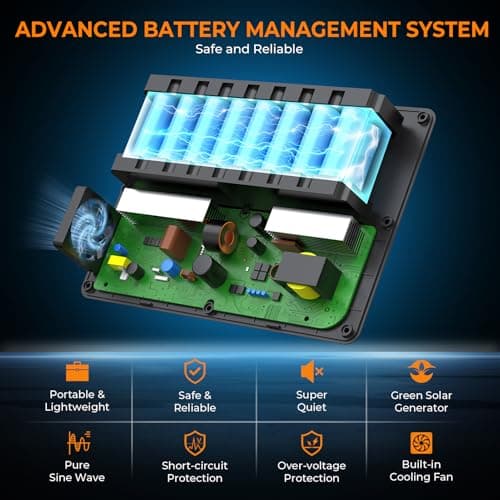 Powkey Portable Power Station 200W, 146Wh Portable Solar Generator Battery Pack with 2 Pure Sine Wave AC Outlets/4 USB A/1 DC Port, Lithium Battery Backup Power Supply for Camping Travel Outdoor Home 7