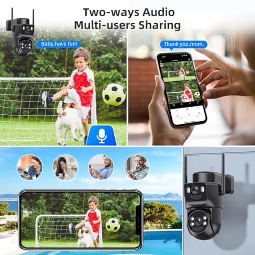 BEZOMIZ 4K Solar Security Cameras Wireless Outdoor, 5GHz/2.4GHz WiFi 360° PTZ Cameras for Home Security with Dual Lens, Human Auto-Tracking, Siren, Color Night Vision, 2-Way Talk, IP66 8